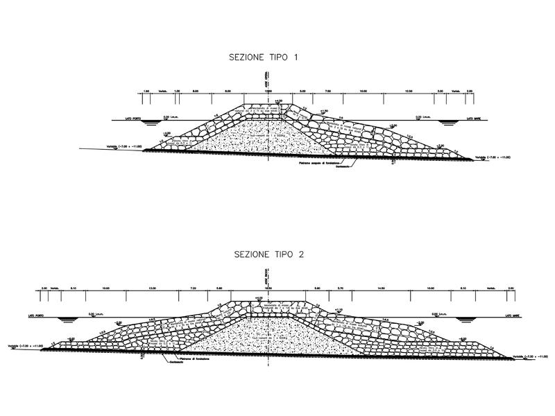  Sezioni molo sopraflutto